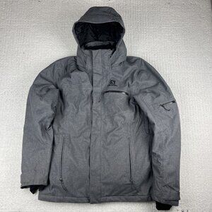 Salomon Stormslide Parka Jacket Ski Winter  Men Size L Dark Heater Grey READ**